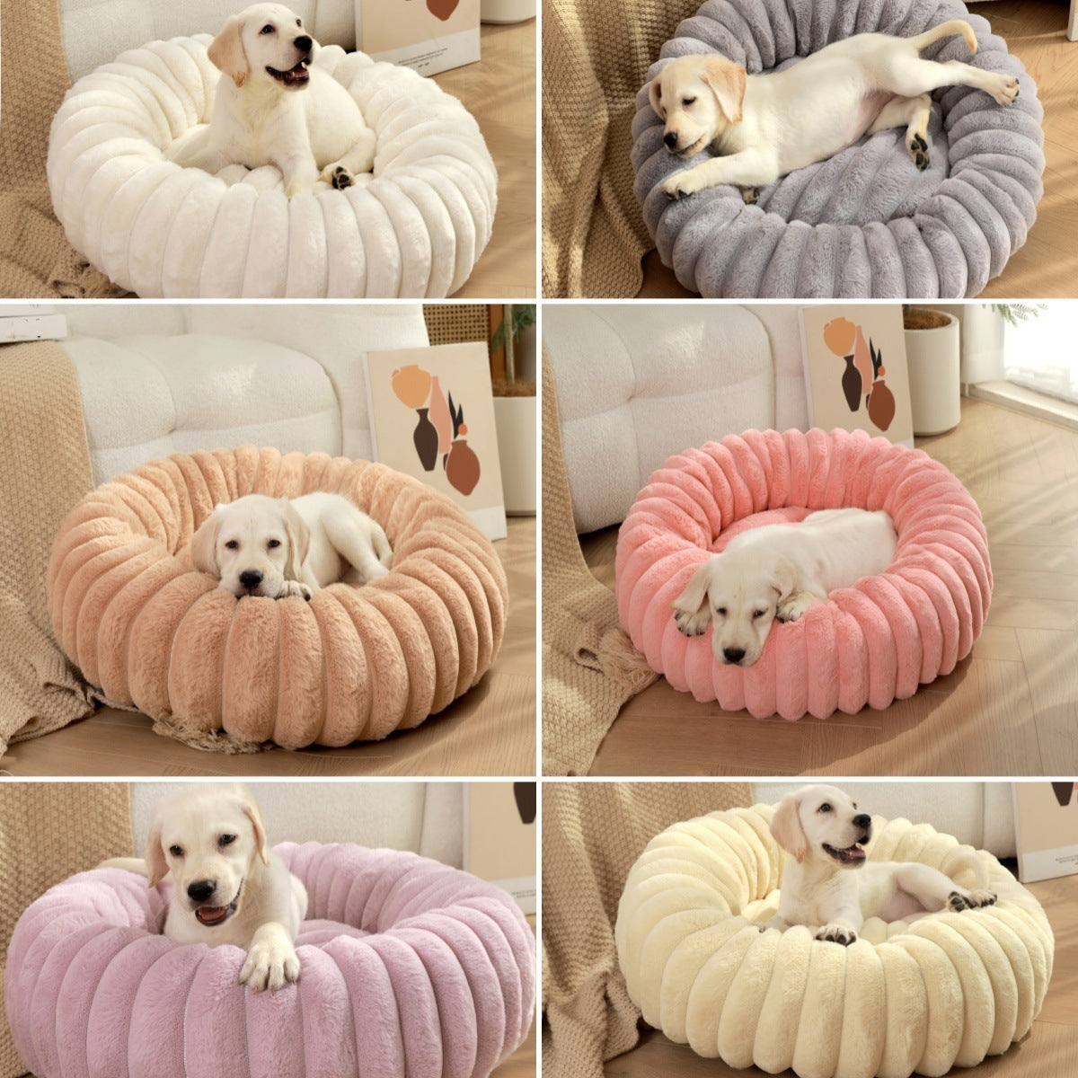 HKM-038867 Pet Kennels Long Plush Round Cat Nest Winter Warm Dog Beds Kennel Super Soft Dogs Mat Sofa Pet Deep Sleeping SuppliesPet Products