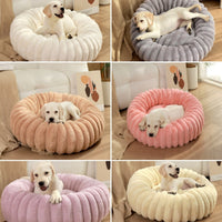 HKM-038867 Pet Kennels Long Plush Round Cat Nest Winter Warm Dog Beds Kennel Super Soft Dogs Mat Sofa Pet Deep Sleeping SuppliesPet Products