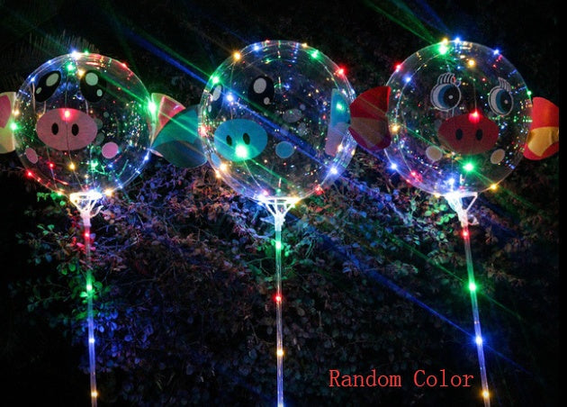 HKM-038931 Glowing Decorative Round Balloon - Transparent PVC with Three-Speed Switch