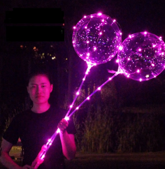 HKM-038931 Glowing Decorative Round Balloon - Transparent PVC with Three-Speed Switch
