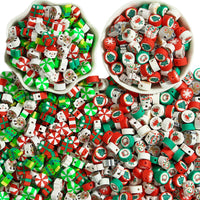 HKM-039123 Christmas Soft Pottery Polymer Clay Beads - Santa Claus and Elk Designs, 6mm, Pack of 100