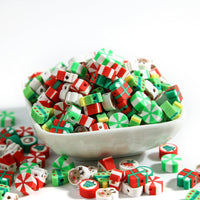 HKM-039123 Christmas Soft Pottery Polymer Clay Beads - Santa Claus and Elk Designs, 6mm, Pack of 100
