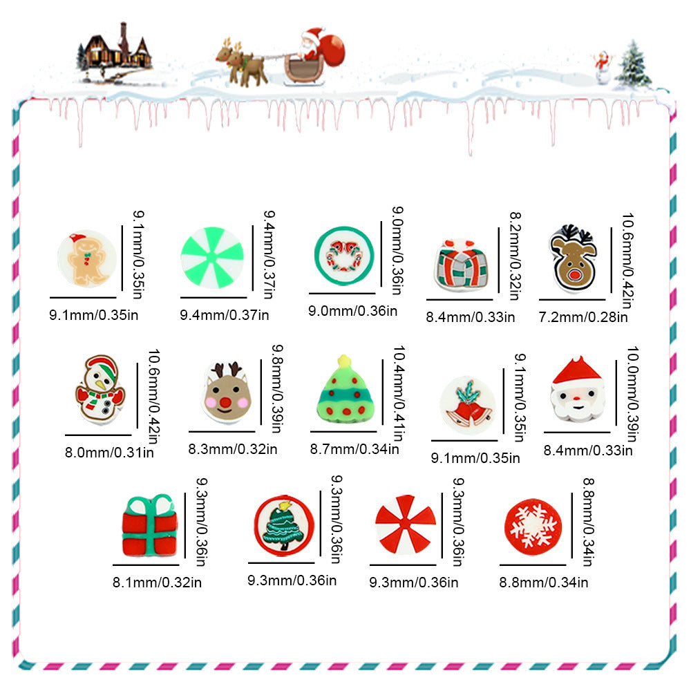 HKM-039123 Christmas Soft Pottery Polymer Clay Beads - Santa Claus and Elk Designs, 6mm, Pack of 100