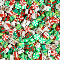 HKM-039123 Christmas Soft Pottery Polymer Clay Beads - Santa Claus and Elk Designs, 6mm, Pack of 100