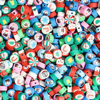 HKM-039123 Christmas Soft Pottery Polymer Clay Beads - Santa Claus and Elk Designs, 6mm, Pack of 100