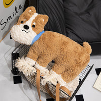 HKM-039123 Cute Plush Dog Pillow - 50cm Soft Toy for Teens in Brown, Black, and Gray