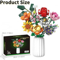 HKM-039123 Flower Bouquet Building Blocks Set - 40-Piece DIY Toy for Ages 2 and Up - Includes Rose Design