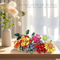 HKM-039123 Flower Bouquet Building Blocks Set - 40-Piece DIY Toy for Ages 2 and Up - Includes Rose Design