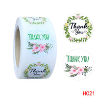 HKM-039187 Round Copper Plate Flower Thank You Stickers for Packaging and Decoration