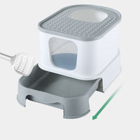 HKM-039251 Closed Cat Litter Box with Splash Prevention in Gray and Pink