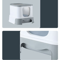 HKM-039251 Closed Cat Litter Box with Splash Prevention in Gray and Pink