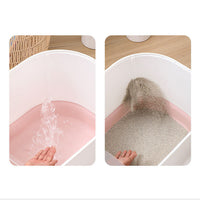 HKM-039251 Closed Cat Litter Box with Splash Prevention in Gray and Pink
