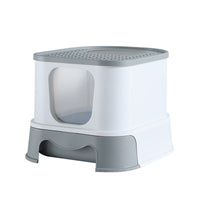 HKM-039251 Closed Cat Litter Box with Splash Prevention in Gray and Pink