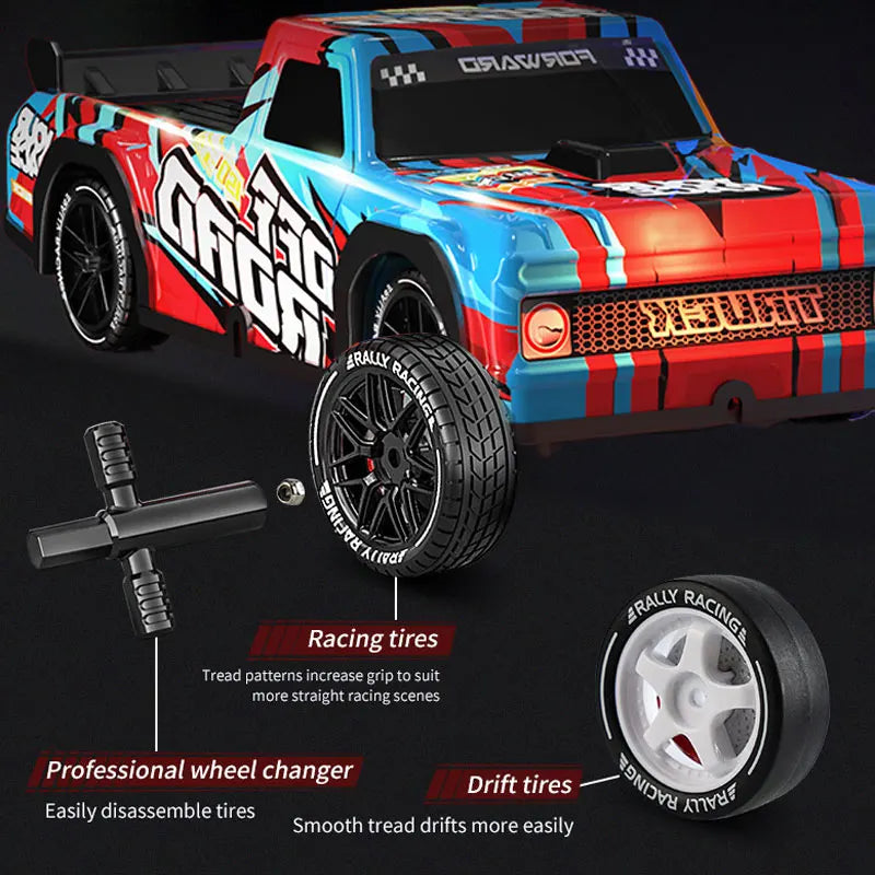 HKM-039315 1:16 High Speed Remote Control Drift Car - 4WD Pickup Stunt Vehicle with Luminous Design, Indoor-Outdoor Fun