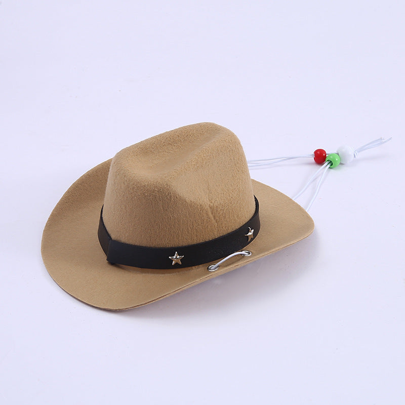 HKM-039315 Polyester Mini Cowboy Hat for Pets - Monochrome Color Options Available