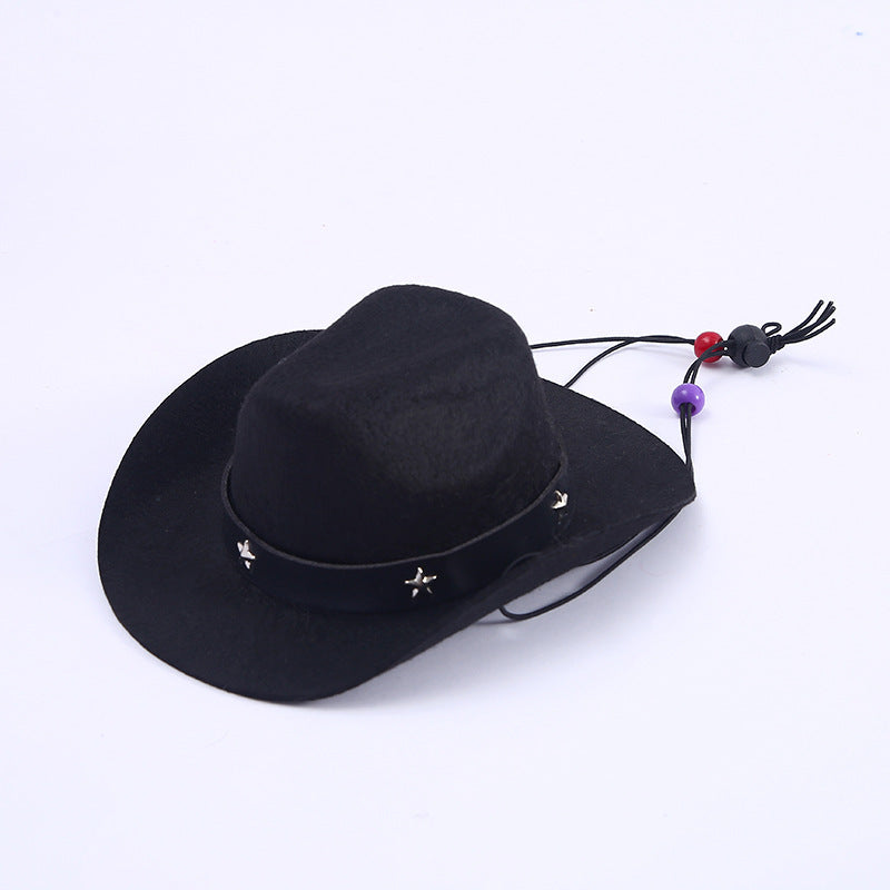 HKM-039315 Polyester Mini Cowboy Hat for Pets - Monochrome Color Options Available