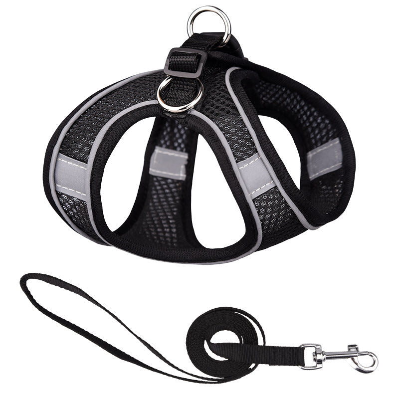 HKM-039315 Reflective Mesh Pet Harness with Leash for Comfortable Walks