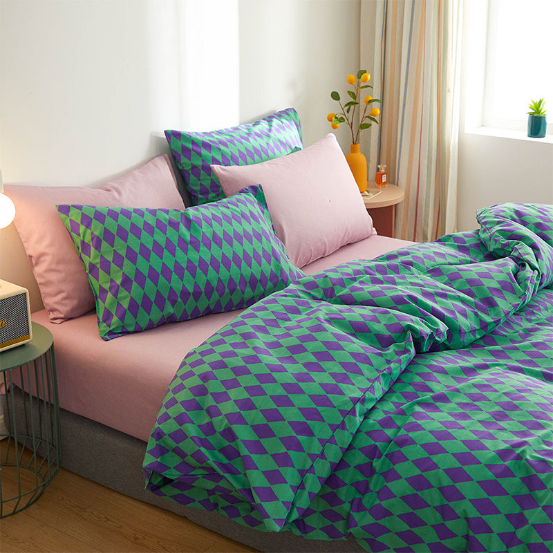 HKM-039379 Cotton Plaid Pillowcase - Skin-Friendly 48x74cm Single Size