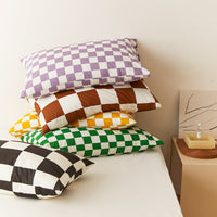 HKM-039379 Cotton Plaid Pillowcase - Skin-Friendly 48x74cm Single Size