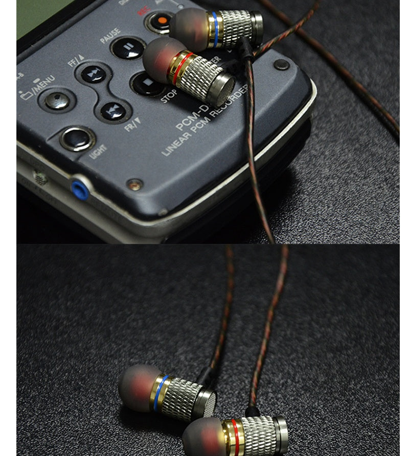 HKM-039379 In-Ear Headphones with Metal Subwoofer and Noise Cancellation for Mobile Devices, MP3, and Hi-Fi Music