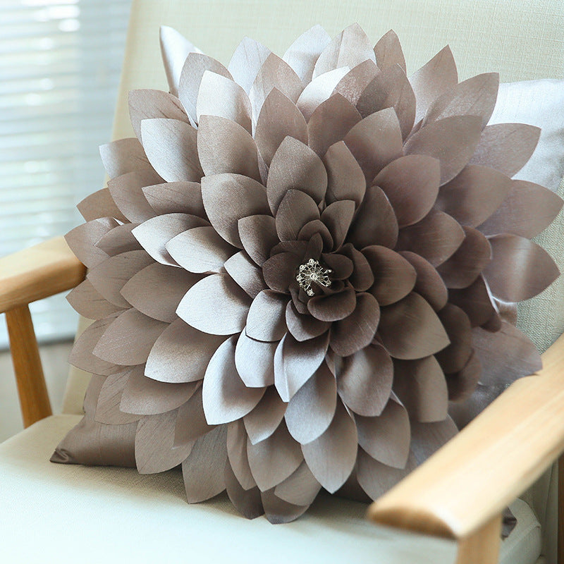 HKM-039443 Floral Leaf Design Polyester Cushion with Cotton Filling - 45x45cm