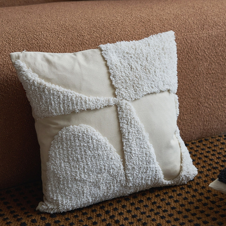 HKM-039699 Embroidered Plain Color Living Room Cushion - Geometric Pattern, Square 45x45CM