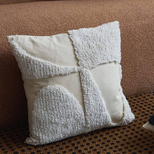 HKM-039699 Embroidered Plain Color Living Room Cushion - Geometric Pattern, Square 45x45CM