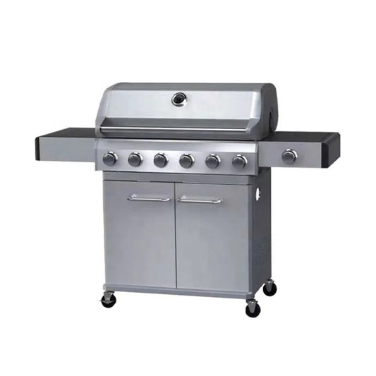 KTX-039827 Stainless Steel 6-Burner Gas BBQ Grill with Removable Tabletop