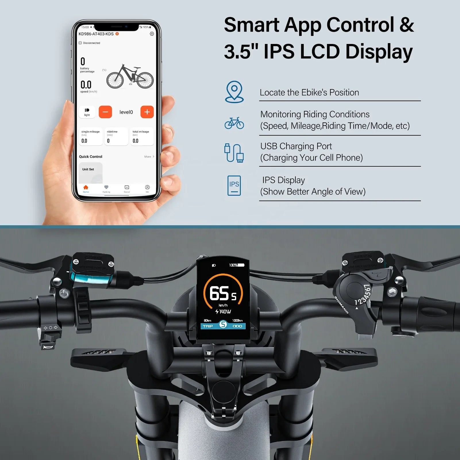 KTX-040019 2000W Electric Fat Tire Bike - 65km/h Max Speed, 20-Inch Wheels, 7-Speed Gears, LCD Display, Urban Commuter