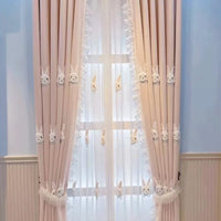 HKM-040019 Plush Pink Rabbit Curtains for Children's Rooms with High Shading and Embroidery