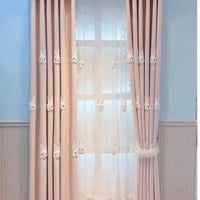 HKM-040019 Plush Pink Rabbit Curtains for Children's Rooms with High Shading and Embroidery