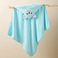 HKM-040147 Cartoon Animal Hooded Baby Bath Towel, Soft 80x80cm Coral Fleece, Super Absorbent Wrap