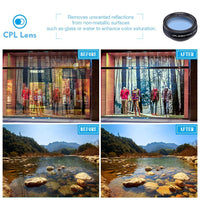HKM-040211 10-in-1 Universal Camera Lens Kit for Smartphones - Fisheye, Wide Angle, Macro, CPL, Kaleidoscope, Telescope, and More