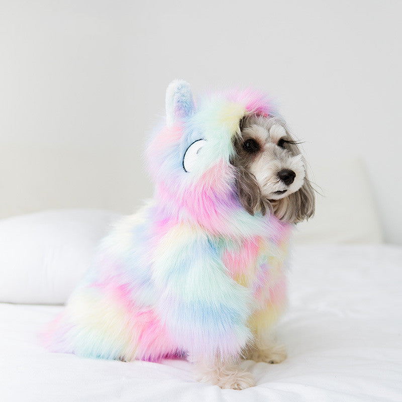 HKM-040339 Rainbow Pet Jacket - Casual Polyester Vest for Dogs with Size Options