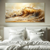 HKM-040403 Abstract Yellow Waves Handmade Oil Painting on Canvas - Unstretched Art for Home Decor