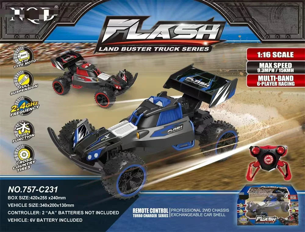 HKM-040467 1/16 Scale Remote Control Off-Road Truck - 2.4G Wireless, Up to 15km/h, Multi-Function Climbing Vehicle