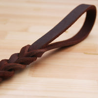 HKM-040467 Braided Real Leather Short Dog Leash - 50CM Traction Belt for Medium to Large Dogs