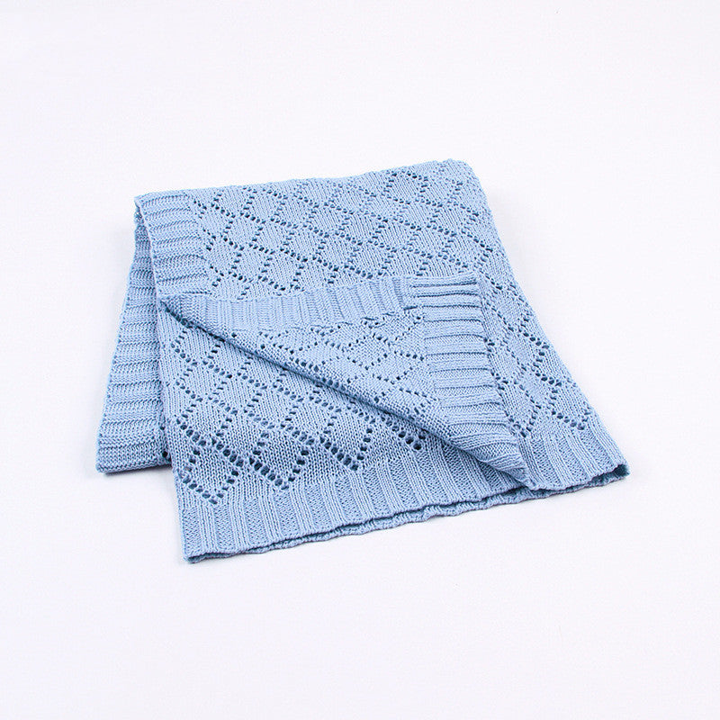 HKM-040467 Knitted Hollow Throw Blanket for Summer and Spring - Ideal for Kids and Teens, Various Colors Available