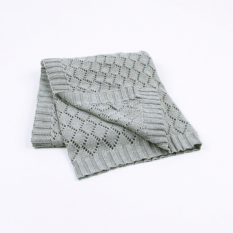 HKM-040467 Knitted Hollow Throw Blanket for Summer and Spring - Ideal for Kids and Teens, Various Colors Available