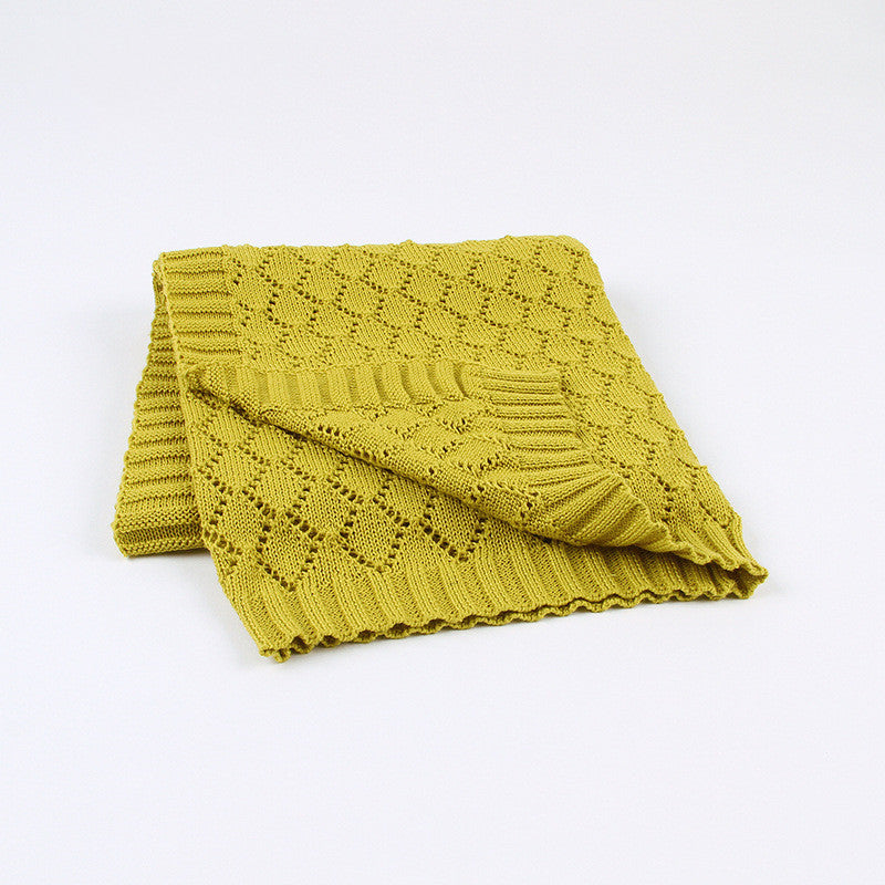 HKM-040467 Knitted Hollow Throw Blanket for Summer and Spring - Ideal for Kids and Teens, Various Colors Available