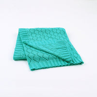 HKM-040467 Knitted Hollow Throw Blanket for Summer and Spring - Ideal for Kids and Teens, Various Colors Available