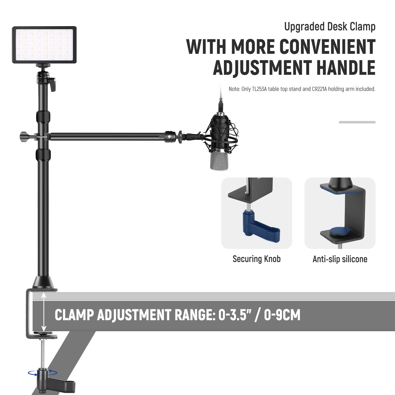 HKM-040531 Adjustable Portable Desktop Photography Stand with Metal Cellphone Holder