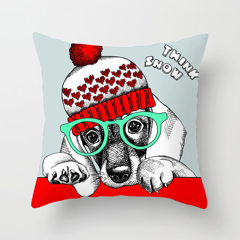 HKM-040531 Christmas Tree Hugging Pillowcase - Soft Polyester, 45x45cm, White Grey, Peach Skin & Short Plush Design