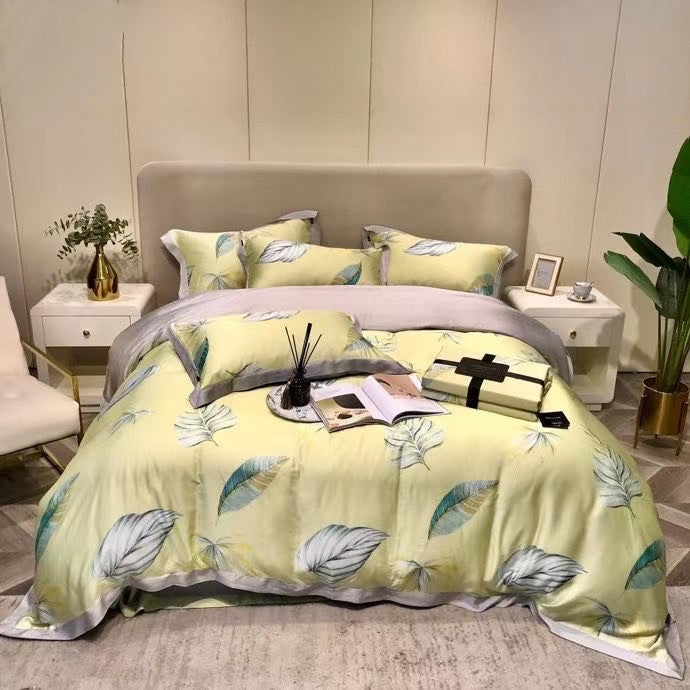 HKM-040787 Lenzing Tencel 1.5/1.8/2.0 Bed Four-Piece Floral Sheet Set with Custom Options