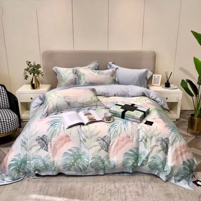 HKM-040787 Lenzing Tencel 1.5/1.8/2.0 Bed Four-Piece Floral Sheet Set with Custom Options