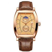 HKM-040979 Automatic Quartz Watch with Six-Pin Barrel and Rectangular Design, Waterproof to 30M, Multiple Color Options