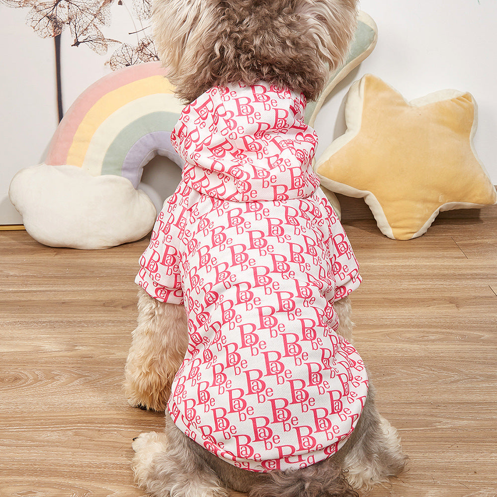 HKM-041043 Cozy Letter Print Hoodie for Cats - Polyester Sweater in Multiple Sizes