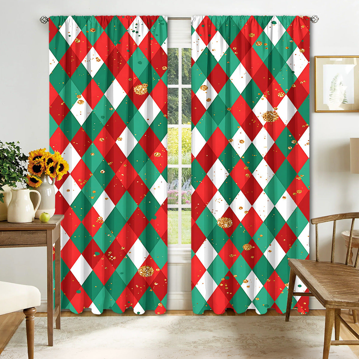 KTX-041171 Christmas 3D Printed Curtains in Multiple Designs, High Shading Polyester, Various Sizes Available