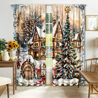 HKM-041171 Christmas 3D Printed Curtains in Multiple Designs, High Shading Polyester, Various Sizes Available