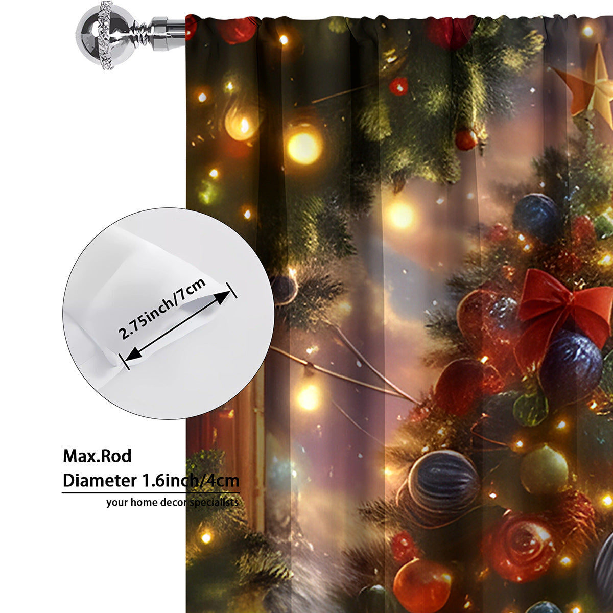 KTX-041171 Christmas 3D Printed Curtains in Multiple Designs, High Shading Polyester, Various Sizes Available